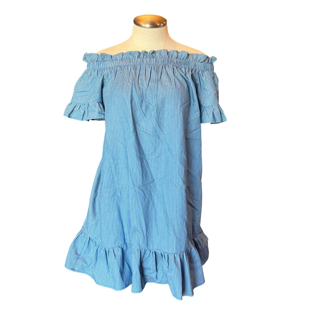Altard‎ State Off Shoulder Stripe Ruffle Shift Dress Size Medium NEW With Tag